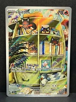 Pokemon TCG Litten 167/162 Illustration Rare Temporal Forces Near Mint - Image 1