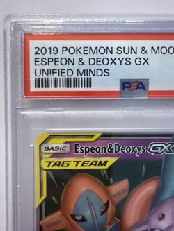 2019 Pokemon Unified Minds Espeon & Deoxys GX 72 Sun & Moon PSA 9 - Image 3