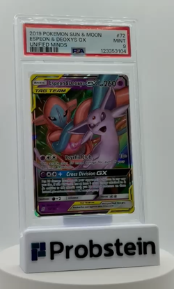 2019 POKEMON SUN & MOON UNIFIED MINDS 72 ESPEON & DEOXYS GX UNIFIED MINDS PSA 9 - Image 2