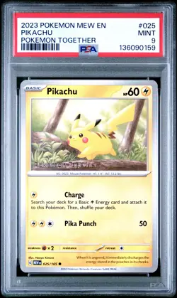 2023 POKEMON MEW EN-151 POKEMON TOGETHER #025 PIKACHU PSA 9 - Image 1