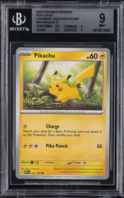 2023 POKEMON PROMO MEW EN-151 POKEMON TOGETHER STAMP #25 PIKACHU POKE POST BGS 9 - Image 1