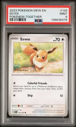 2023 POKEMON MEW EN-151 POKEMON TOGETHER #133 EEVEE PSA 9 - Image 1