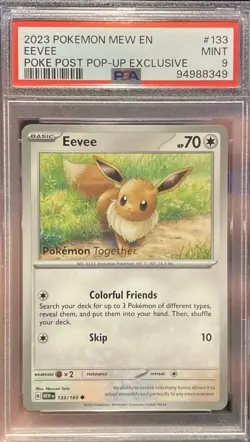 PSA 9 POKEMON TOGETHER Stamp EEVEE Promo MEW EN-151 POKEMON #133 2023 Mint - Image 1