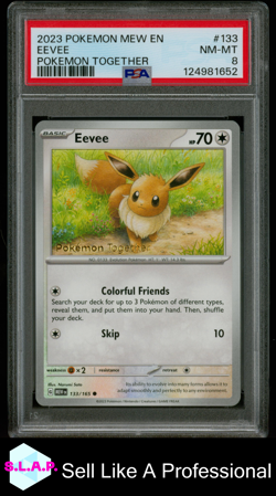 EEVEE POKEMON TOGETHER POKEMON MEW EN-151 2023 133 PSA 8 - Image 1