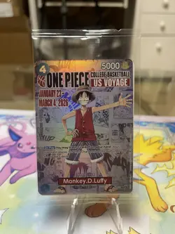 One Piece Monkey D. Luffy US Voyage College Basketball Promo Card - Image 1