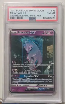 Pokemon TCG Mewtwo GX 39/73 Shining Legends Holo Ultra Rare 2017. PSA 8. - Image 1