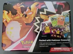2020 Pokemon TCG Fall Charizard Collectors Treasure Chest Lunch Box Tin ~ Sealed - Image 1
