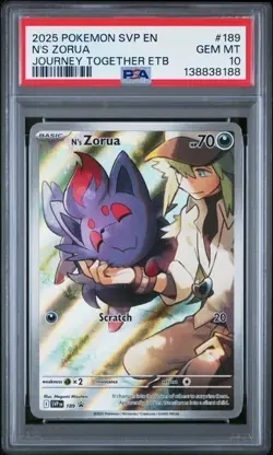 PSA 10 GEM MINT N's Zorua Journey Together ETB Promo Holo Pokemon SVP 189 - Image 1