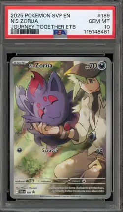 Pokemon N's Zorua Journey Together ETB Promo SVP EN 189 PSA 10 Gem Mint - Image 1