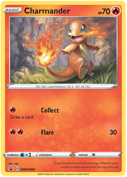 CHARMANDER SWSH092 BLACK STAR PROMO POKEMON (COSMO HOLO, NM) - Image 1