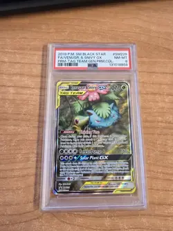 Pokemon Card Venusaur & Snivy GX SM229 Promo Alt Art PSA 8 - NM-MT - Image 1