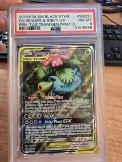 Pokemon Card Venusaur & Snivy GX SM229 Promo Alt Art PSA 8 - NM-MT - Image 4