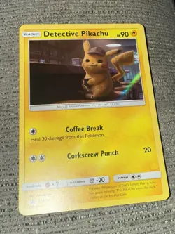Detective Pikachu Coffee Break Pokemon Holo Card Holographic - Image 1