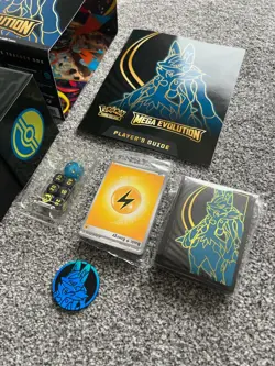 Pokemon Lucario Mega Evolution ETB Sleeves energy card player guide, Coin, Dice - Image 2