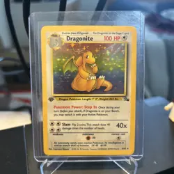 Pokemon TCG Dragonite First Edition Fossil Holo Rare 4/62 MP - Image 1