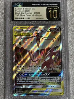 Pokemon Espeon & Deoxys GX Tag Team Black Star 2020 Promo SM240 CGC 10 Pristine - Image 1