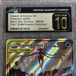 Pokemon Espeon & Deoxys GX Tag Team Black Star 2020 Promo SM240 CGC 10 Pristine - Image 2