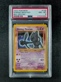 2002 Pokemon SHINING MEWTWO #109/105 Neo Destiny Secret Rare Holo PSA 8 - Image 1