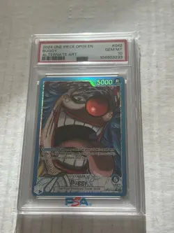 One Piece Emperors In The New World Buggy OP09-042 Leader Alt Art PSA 10 English - Image 1
