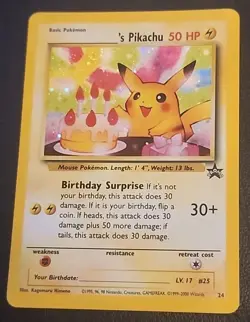 2001 Pokemon 25th Anniversary Card - Birthday Pikachu HOLO #24 - Image 1