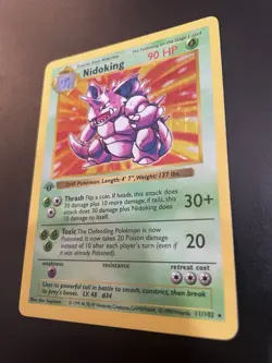 1999 Pokemon 1st Edition Nidoking Shadowless Holo Foil Base Set 11/102 - Played - Image 2