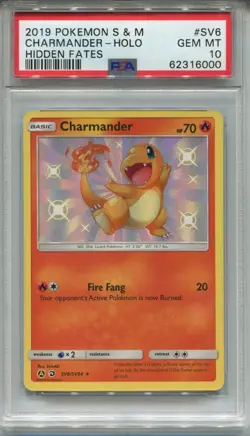 Pokemon Sun & Moon Hidden Fates Shiny Vault Card SV6 Charmander PSA 10 - Image 1