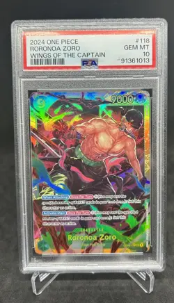 One Piece Roronoa Zoro Wings of the Captain SEC Alt Art OP06-118 PSA 10 English - Image 1