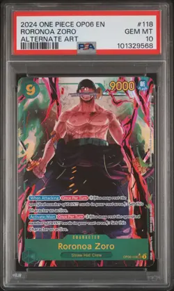 Roronoa Zoro SEC Alt Art PSA 10 One Piece OP06-118 Wings of the Captain English - Image 1