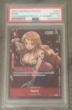 PSA 10 GEM MT Nami ST01-007 Winner English Promo One Piece Tournament Pack Vol 3 - Image 1