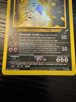 Pokemon TCG Shining Tyranitar Neo Destiny Shiny Holo Card 113/105 - Image 4