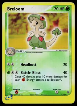 Pokemon Card - Breloom Ruby and Sapphire 16/109 Rare Reverse Holo - Image 1