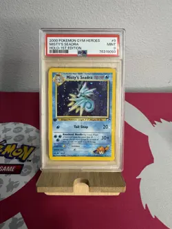 PSA 9 Misty's Seadra 1st Edition Gym Heroes 9/132 Pokemon Card MINT Holo - Image 1