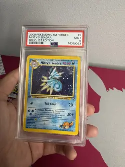 PSA 9 Misty's Seadra 1st Edition Gym Heroes 9/132 Pokemon Card MINT Holo - Image 3