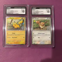 Pokemon TCG Holiday Calendar Pikachu 25/165 & Eevee 133/165 Snowflake Promo - Image 1
