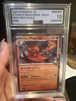 2025 Pokemon TCG Destined Rivals - 036/182 Ethan's Magcargo Holo Graded AGS 10 - Image 1
