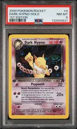 2000 Pokemon Rocket DARK HYPNO HOLO 1st Edition 9/82 PSA 8 NM-MT - Image 1