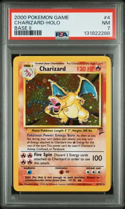 2000 POKEMON BASE SET 2 #4 CHARIZARD-HOLO PSA 7 - Image 1