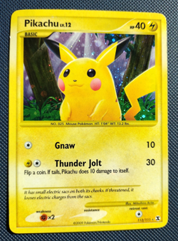 Pikachu #112/111 Rising Rivals Secret Rare Holo Pokemon Card TCG 2009 MP - Image 1