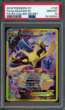 Pokemon Alakazam EX Full Art 2016 XY Fates Collide #125 PSA 10 Gem Mint - Image 1