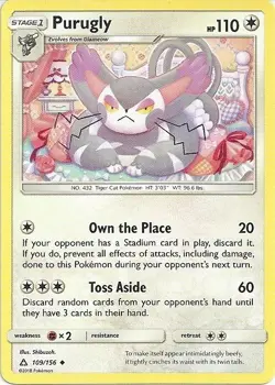 Purugly x4 Uncommon 109/156 Ultra Prism Pokemon 820650803451 - Image 1