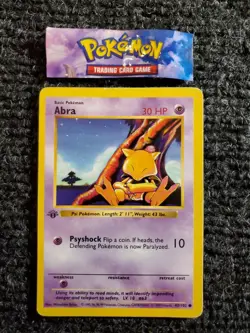 Abra - 43/102 - Pokemon Base Set Shadowless 1st Edition Card WOTC LP - Image 1