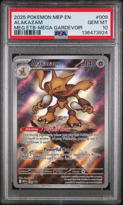 PSA 10 ALAKAZAM #009 BLACK STAR PROMO MEGA EVOLUTIONS ETB 2025 POKEMON MEP EN - Image 1