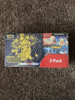 Pokemon Scarlet and Violet Surging Sparks ETB & Booster Bundle Costco 2-pack - Image 1