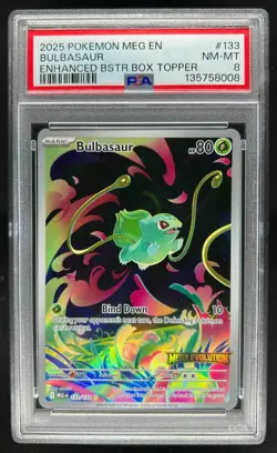 2025 Pokemon Mega Evolution MEG EN Bulbasaur Illustration Rare #133/132 PSA 8 - Image 1