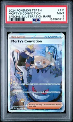 Pokemon TCG Trainer Morty's Conviction 211/162 Temporal Forces PSA 9 - Image 1