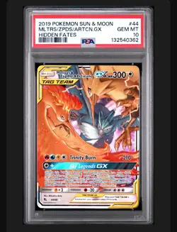 Moltres & Zapdos & Articuno GX 44/68 Hidden Fates Pokemon Card PSA 10 - Image 1