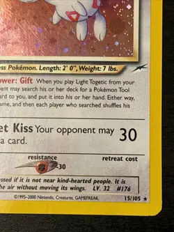 Light Togetic Neo Holo Pokemon TCG 15/105 Neo Destiny Holo Rare Mp Unlimited - Image 4