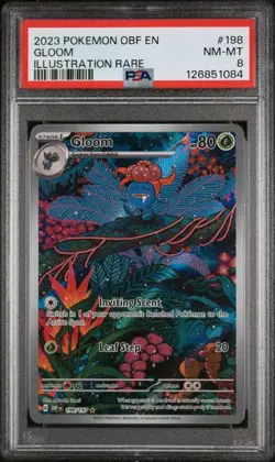 Gloom - 2023 Pokemon OBF EN-Obsidian Flames #198 Illustration Rare PSA 8 - Image 1