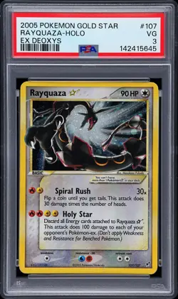 2005 POKEMON EX DEOXYS GOLD STAR #107 RAYQUAZA-HOLO PSA 3 - Image 1