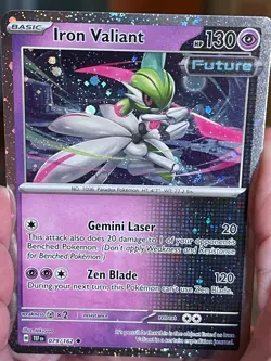 POKEMON IRON VALIANT 079/162 UNCOMMON COSMOS HOLO WITH SWIRL TEMPORAL FORCES NM - Image 1